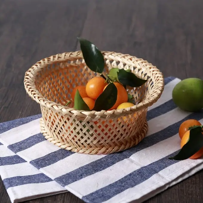 Bamboo Fruit Plate Dessert Storage Basket