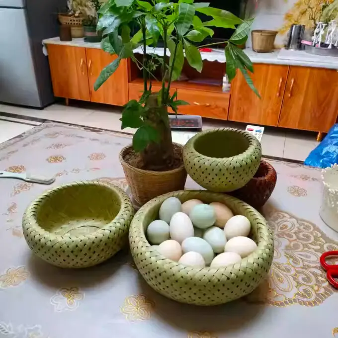 Double layer bird nest bamboo fruit basket