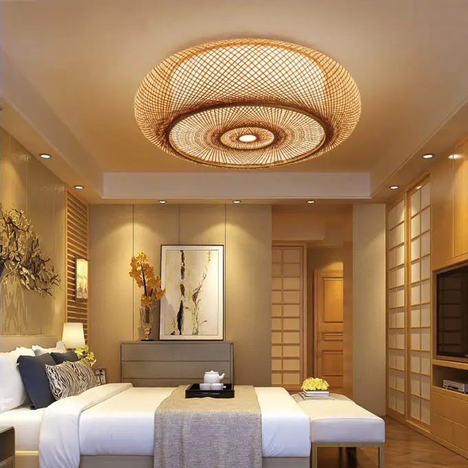 Bedroom bamboo ceiling lamp