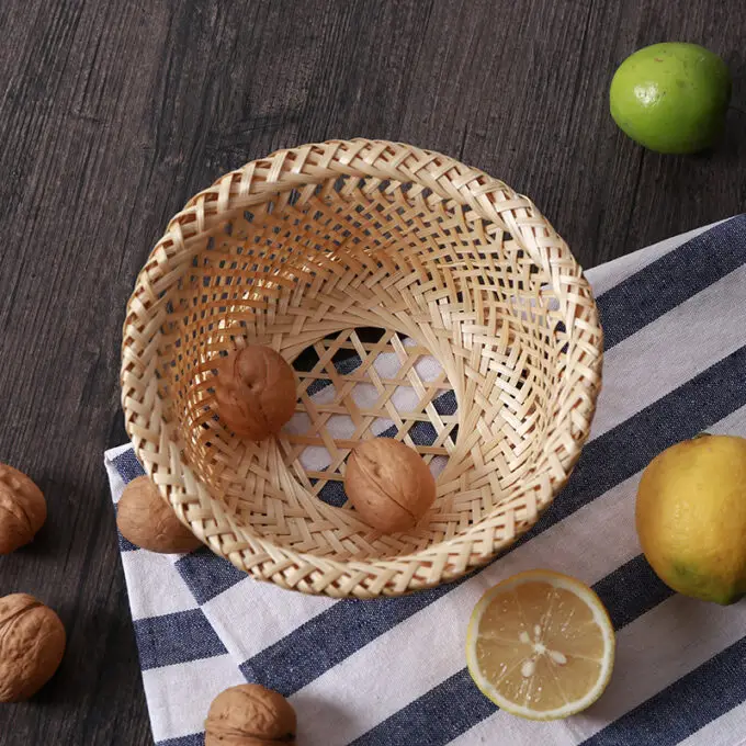 Bamboo Fruit Plate Dessert Storage Basket